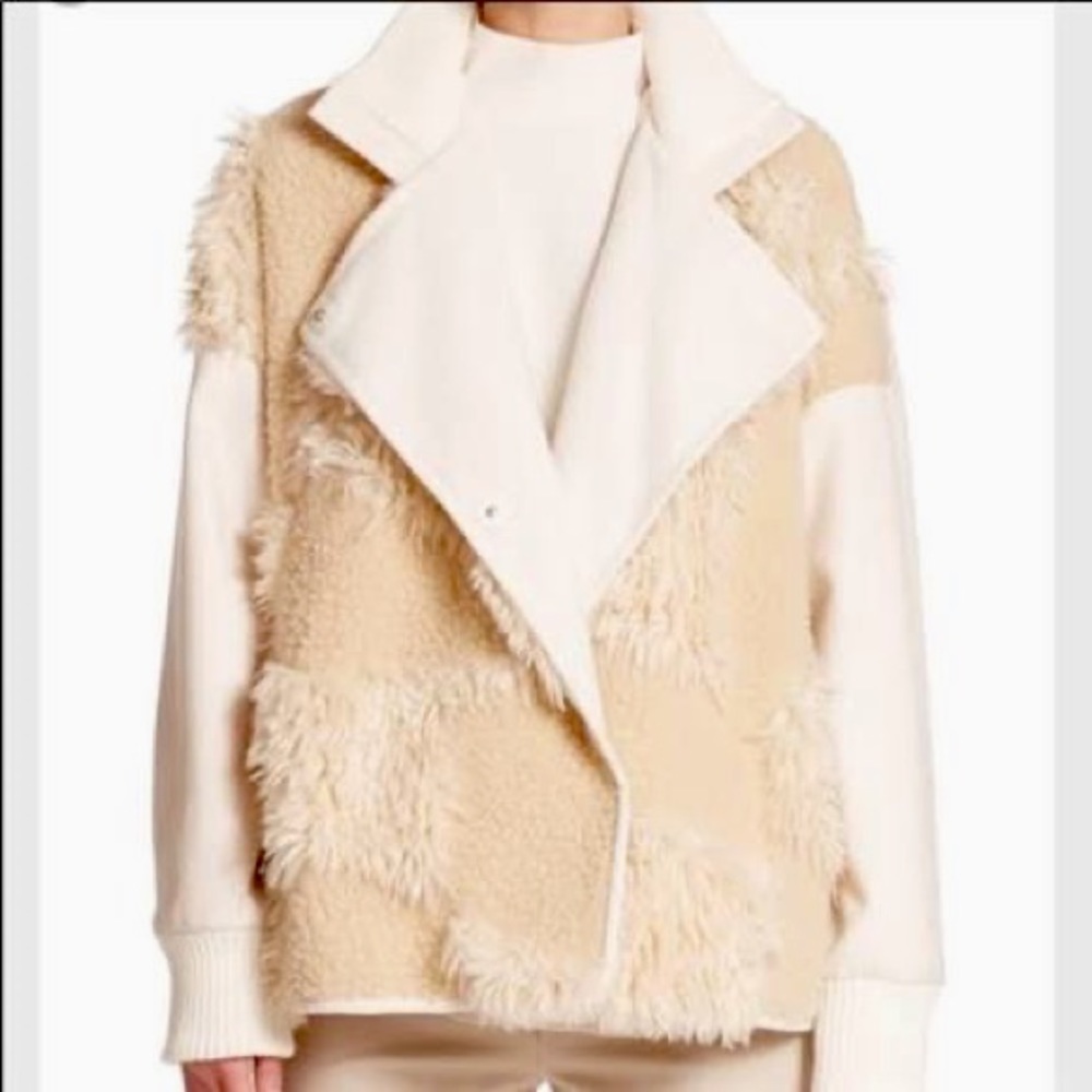 Tan shearling Faux Fur Tibi Coat